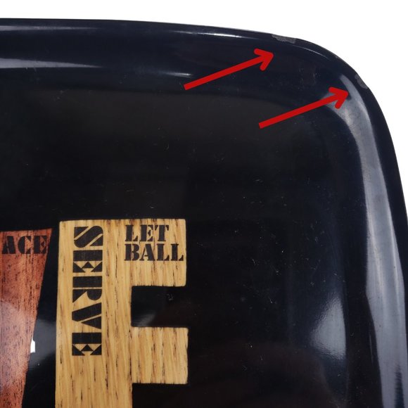 Vintage Couroc Love Tennis Tray Inlaid Wood Oval 12.75 x 9.5 Mid Century Modern - Picture 3 of 8